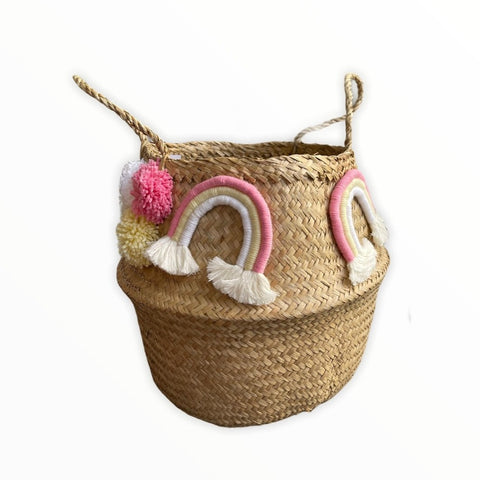 Rainbow Seagrass basket - Stitches and Tweed 
