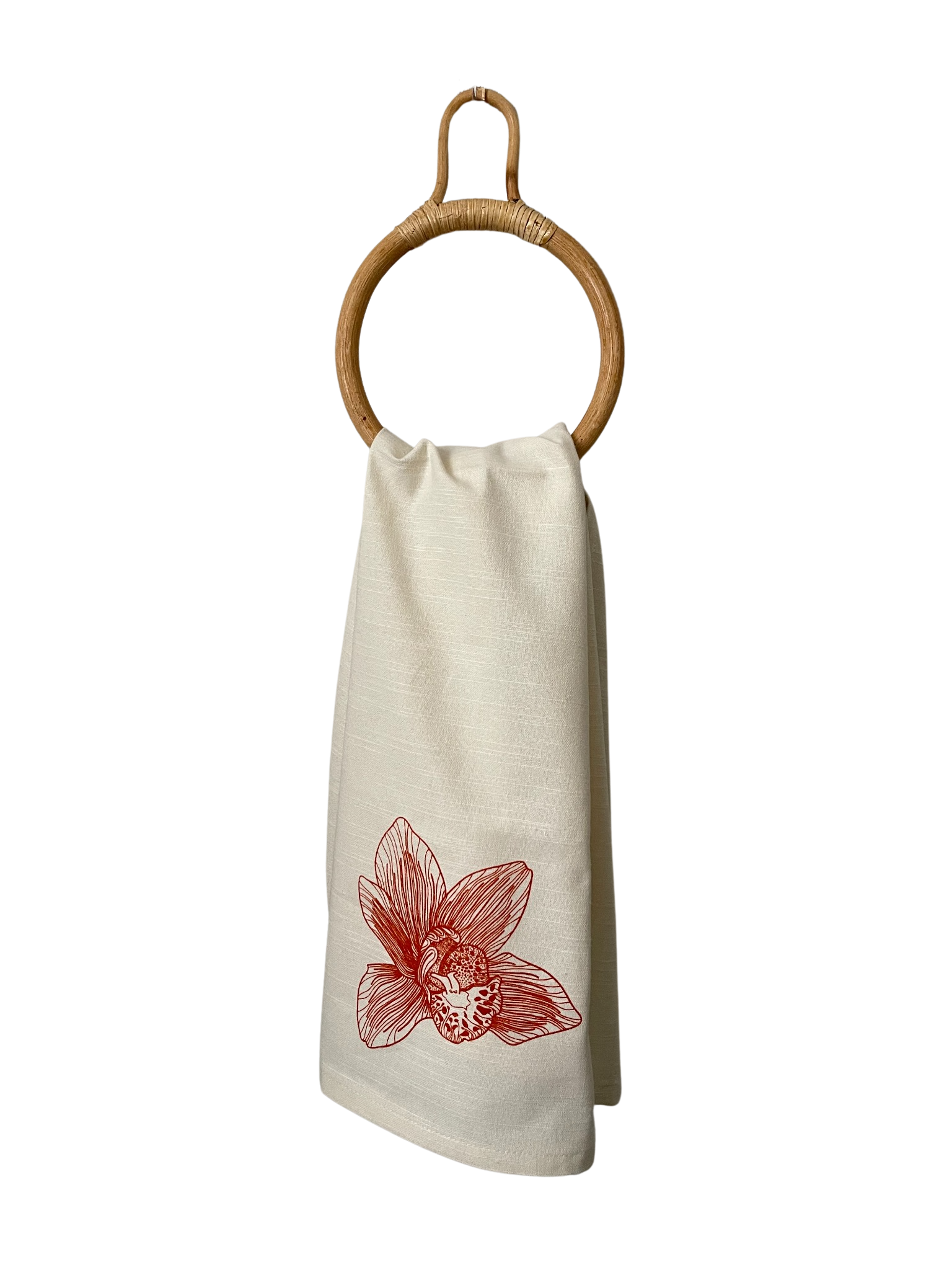 rattan towel holder loop simple kitchen tea towel hanger