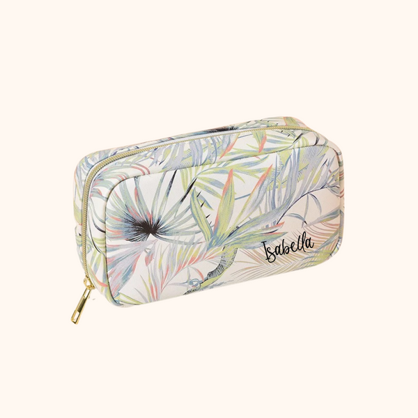 Pourve Travel Pouch Cosmetic Skincare Zip Bag Personalized Gift - Botanical
