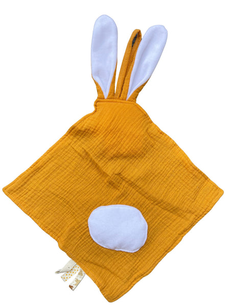 Welcome Baby, Bunny Comforter Towel Baby Rattle Gift Set - Yellow Navy