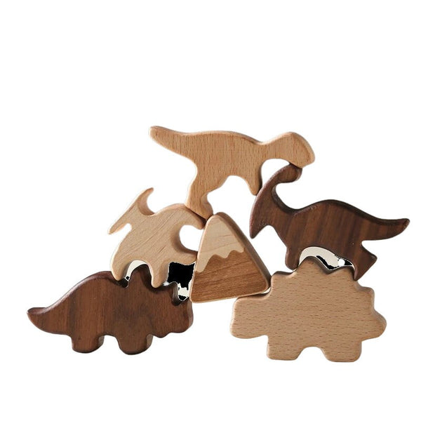 Wood Stacking Toy Dinosaur Balancing Personalize Name Puzzle