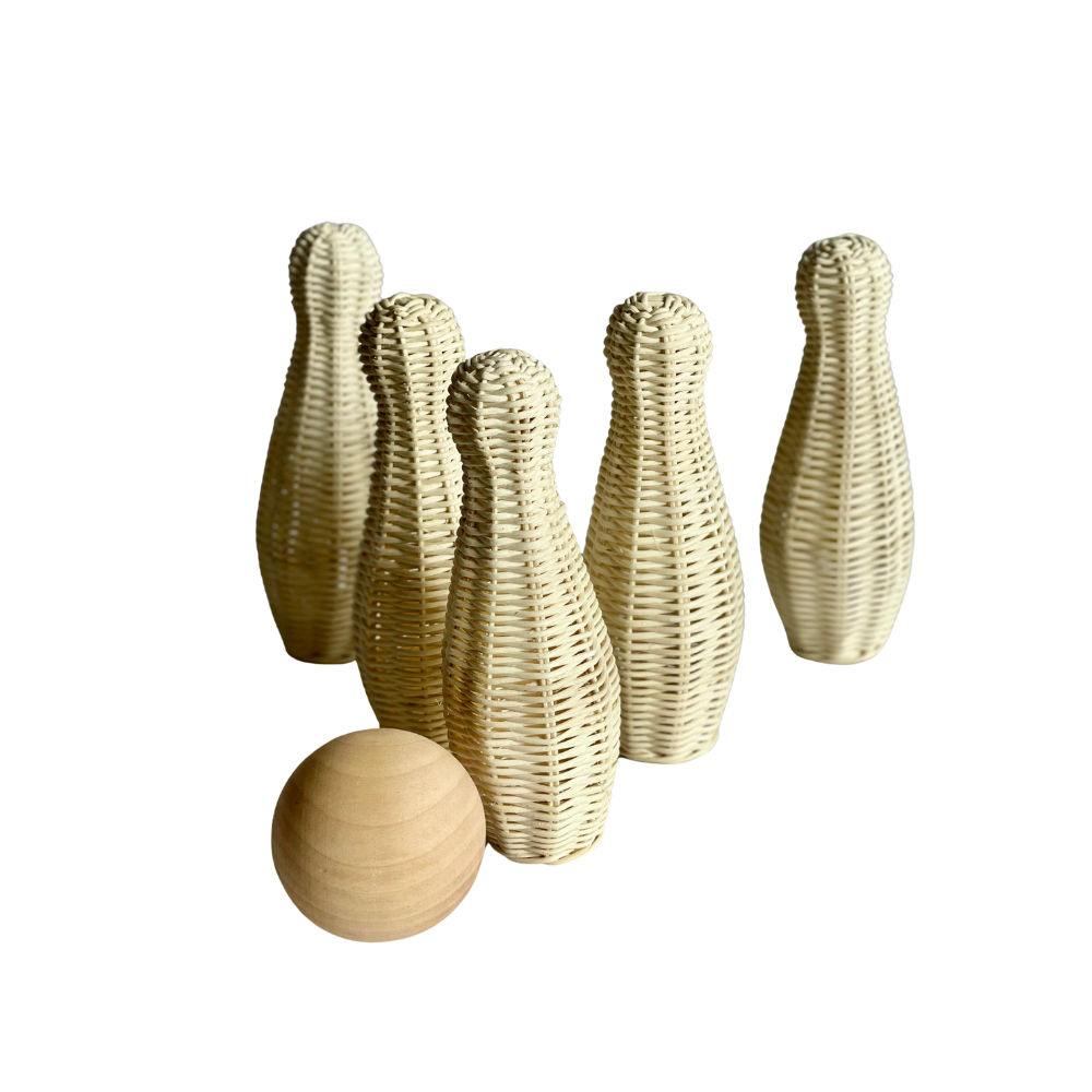 Rattan Bowling Set of 5 with Ball