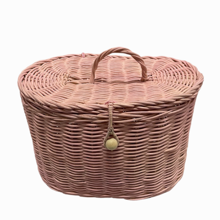 Pomron Pink Rattan Basket