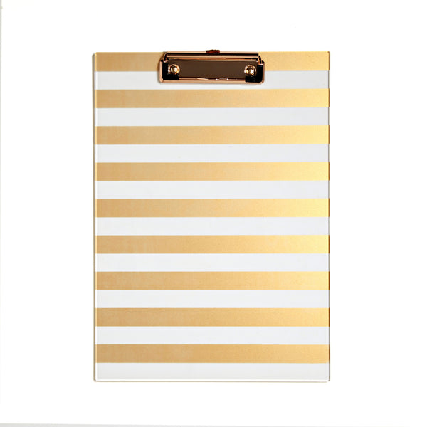 ACRYLIC CLIPBOARD GOLD STRIPES - Stitches and Tweed 