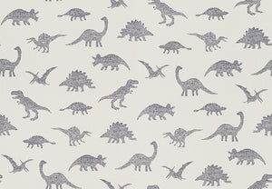 Grey Off White Dinosaur Design Hand drawn Lines Wallpaper for Kids Room | Playroom