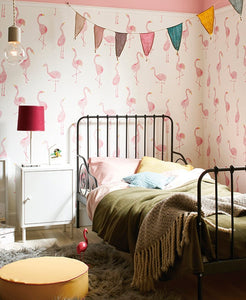 Flamingo Design Hand drawn Lines Wallpaper for Kids Room | Playroom