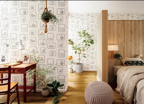 Botanical Design Wallpaper for Living Room | Bedroom