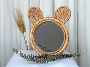 rattan bear shaped mirror