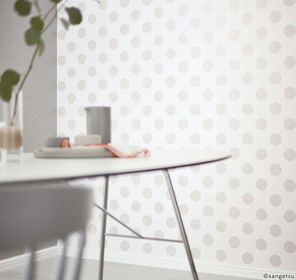 Polka Dot Cloudy Grey Wallpaper for Kids Room | Nursery Room | Living Room