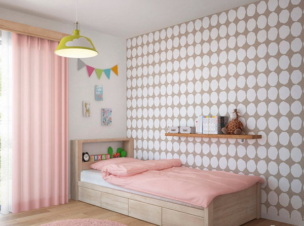 Geometric Pattern Ecru Wallpaper for Kids Room | Nursery Room