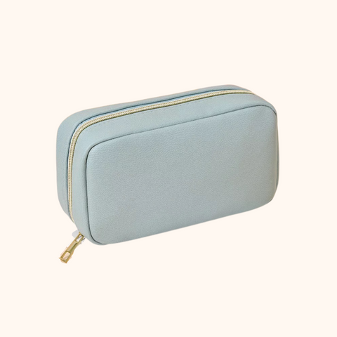 Pourve Travel Pouch Cosmetic Skincare Zip Bag Personalized Gift - Pastel Blue