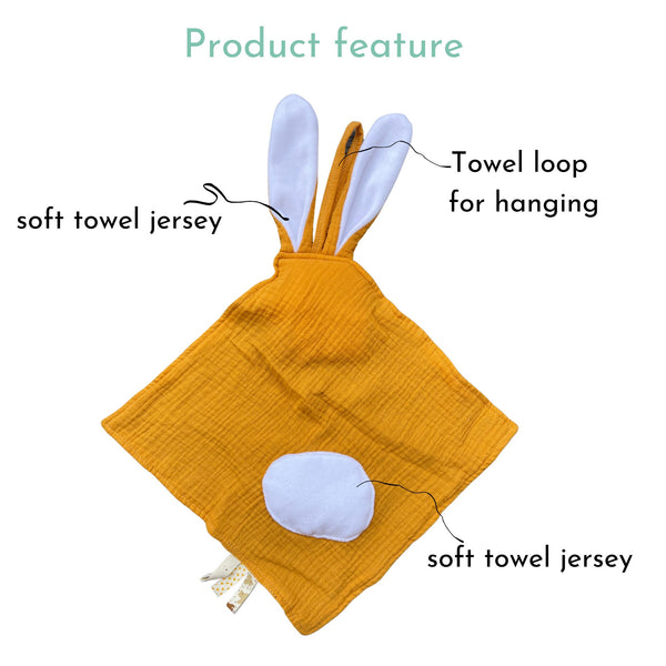 Dear Baby, Bunny Comforter Towel Teether Gift Set - Yellow Navy