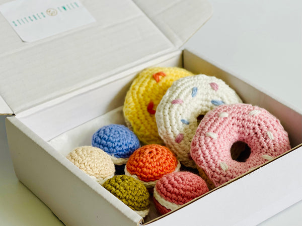crochet donut macaron toy set 