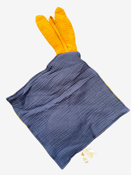Oh Boy! Bunny Comforter Towel Rattle Booties Gift Set - Yellow Navy