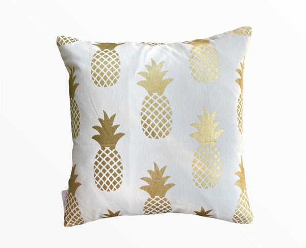 gold foil pineapple multi print cushion cover